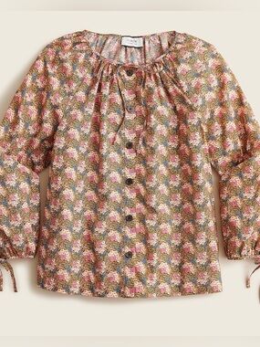 J. Crew Collection tie-sleeve button-front top in Ratti® prism floral size XL